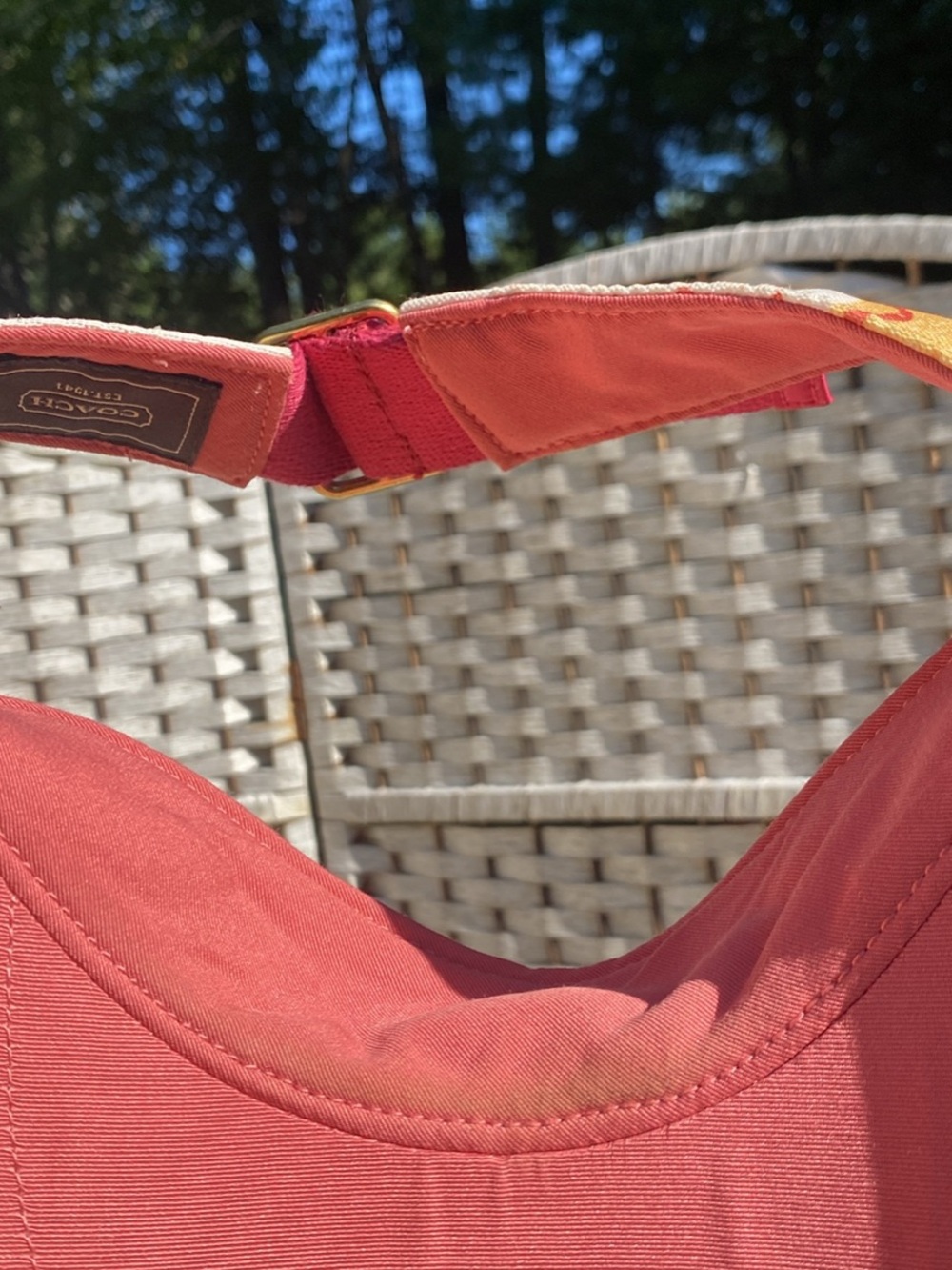 Coach Multicolor Signature Print Visor with Pink Trim - Picture 6 of 7